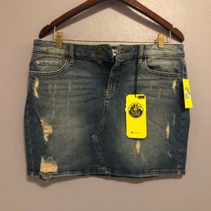 NWT Distressed Denim Mini Skirt